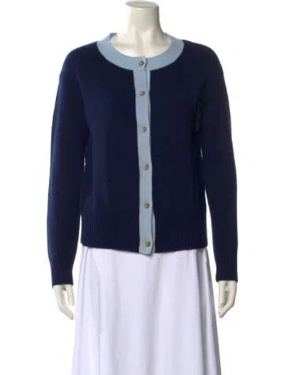 Pre-owned Solid & Striped Wool Colorblock Pattern Sweater In Blue