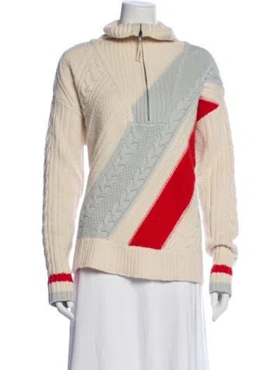 Pre-owned Solid & Striped Wool Colorblock Pattern Sweater In Neutral