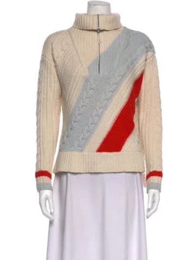 Pre-owned Solid & Striped Wool Colorblock Pattern Sweater In Neutrals
