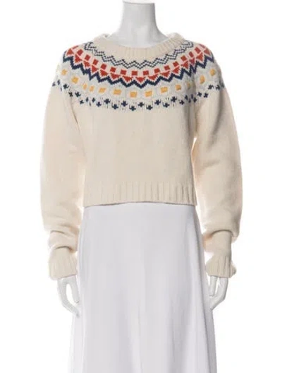 Pre-owned Solid & Striped Wool Patterned Sweater In Neutrals
