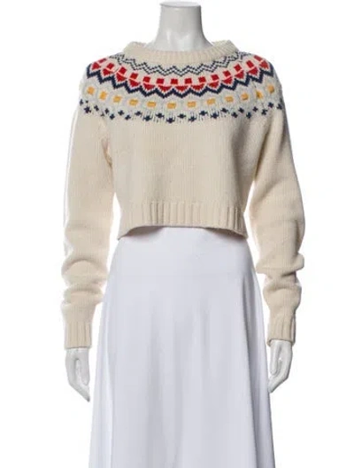 Pre-owned Solid & Striped Wool Printed Sweater In Neutral