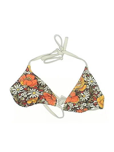 Pre-owned Solid & Striped X Re/done Swimsuit Top Orange Floral Pattern Swimwear