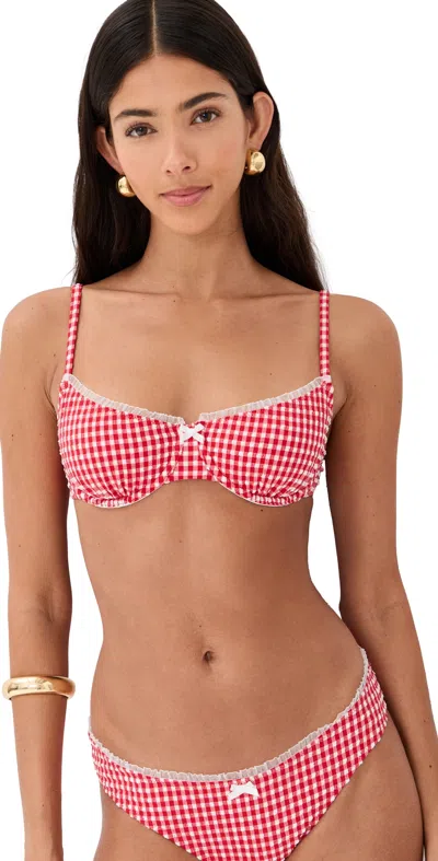 Solid & Striped X Summer I Turned Pretty The Daphne Bikini Top Red Gingham