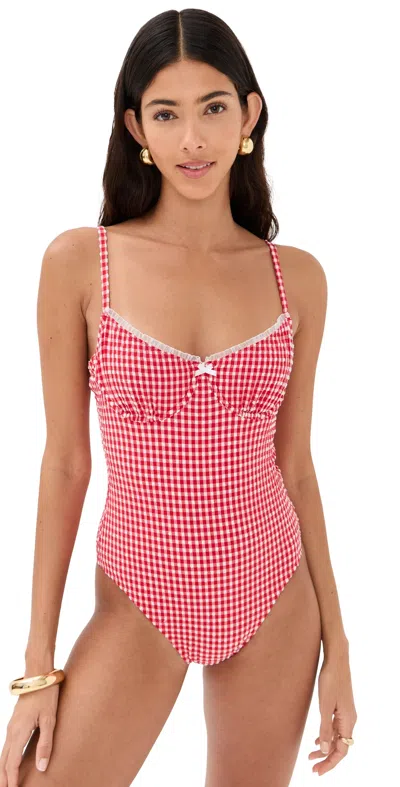 Solid & Striped X Summer I Turned Pretty The Taylor One Piece Red Gingham