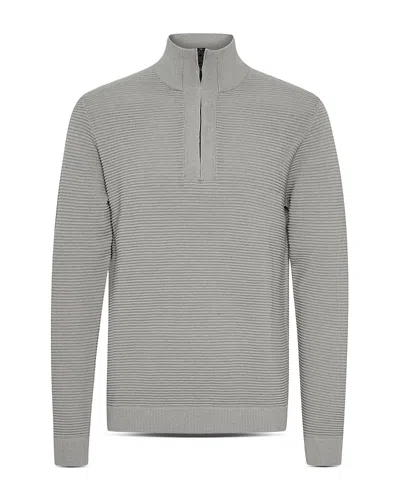 Solid ! Cotton Ribbed Quarter Zip Stand Collar Sweater In Gray
