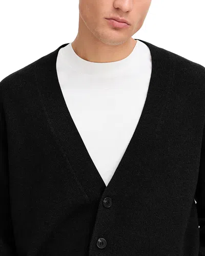 Solid ! Ermine Wool Blend Button Cardigan Sweater In Black