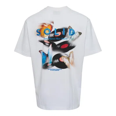 Solid Homme Abstract Vinyl Records Print Tee In White