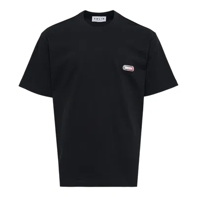 Solid Homme Back Flocking Logo Tee In Black