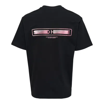 Solid Homme Back Flocking Logo Tee In Black