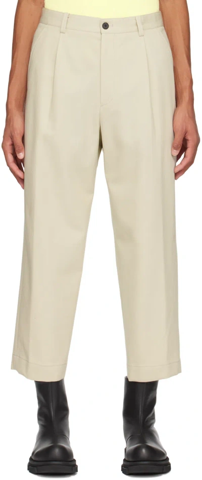 Solid Homme Beige Cropped Trousers In 707e Beige