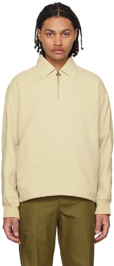 Solid Homme Beige Loose-fit Half-zip Sweatshirt In 623e Beige