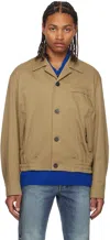 Solid Homme Beige Open Spread Collar Jacket In 456e Beige