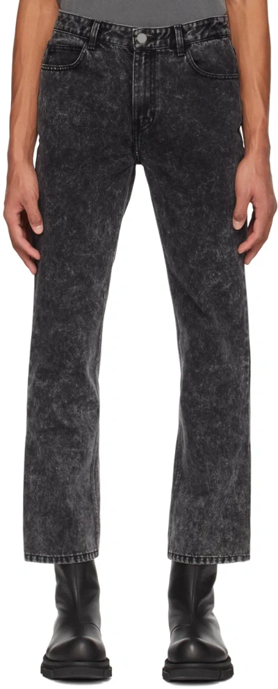 Solid Homme Black Acid Wash Jeans In 411b Black