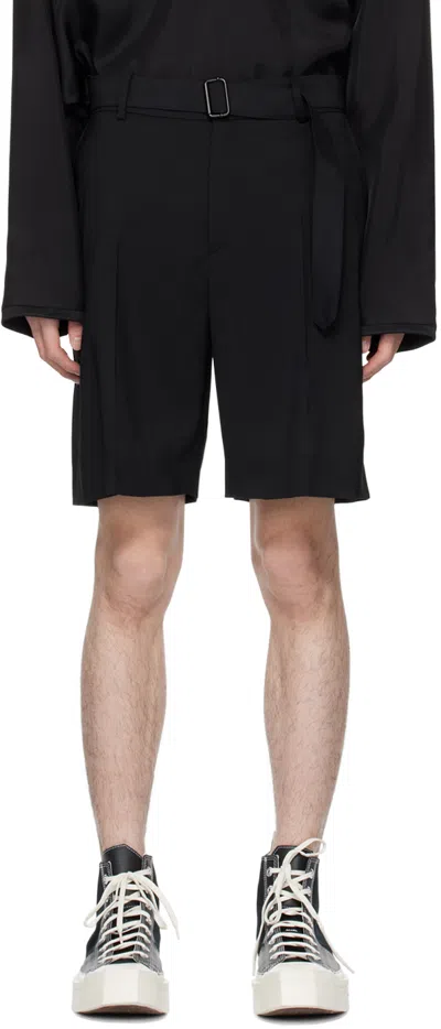 Solid Homme Black Belted Shorts In 827b Black
