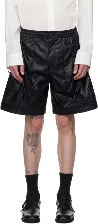 Solid Homme Black Coated Shorts In 302b
