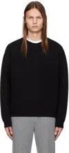 Solid Homme Black Crewneck Sweater In 602b Black