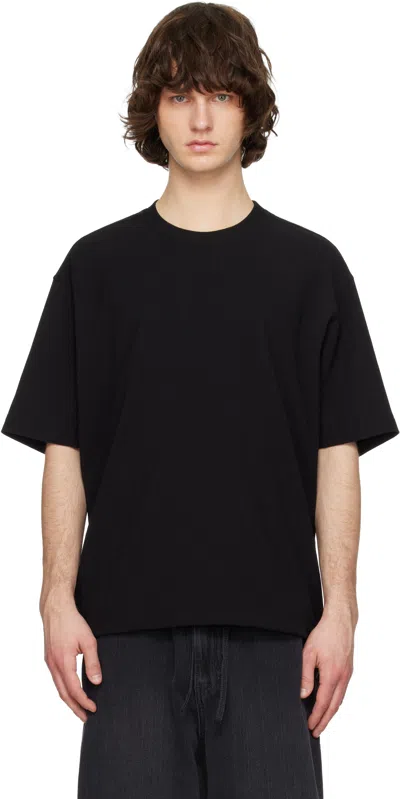 Solid Homme Black Crinkle Round Neck Short Sleeve T-shirt