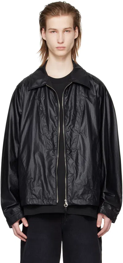 Solid Homme Black Crinkled Jacket In 316b Black