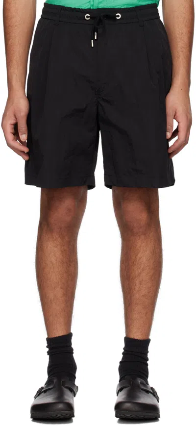 Solid Homme Drawstring Zip Pocket Shorts In Black