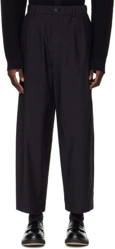Solid Homme Black Elasticized Trousers In 336b Black