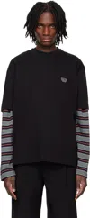 Solid Homme Black Embroidered Logo T-shirt In 654b