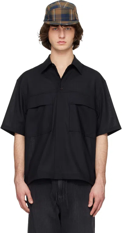 Solid Homme Black Flap Pocket Shirt