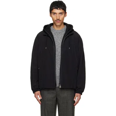 Solid Homme Black Layered Taffeta Jacket In 841b