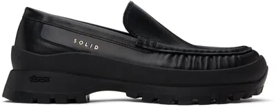 Solid Homme Black Leather Loafers In 931b Black