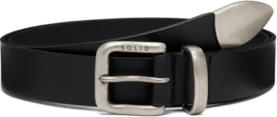 Solid Homme Black Leather Western Belt