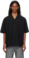 Solid Homme Black Nylon Poplin Shirt In Black