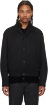 Solid Homme Black Open Spread Collar Jacket In 457b Black