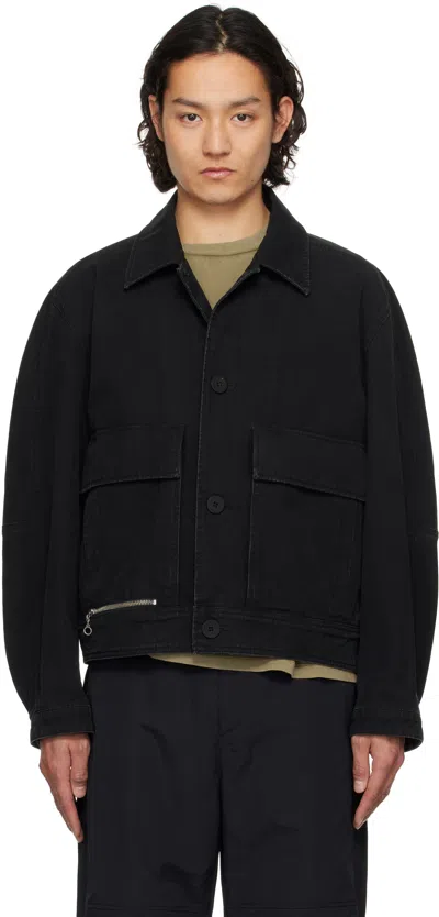 Solid Homme Black Out Pocket Cotton Jacket In 304b