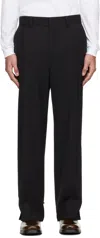 Solid Homme Black Panel Slit Wool Trousers In Black
