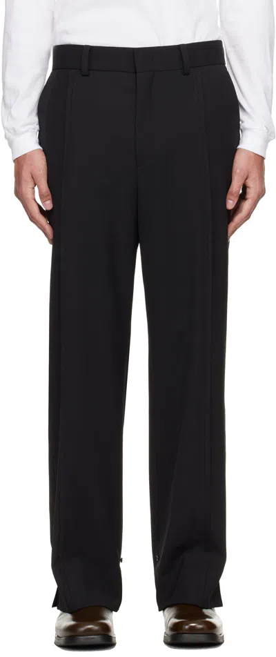 Solid Homme Black Panel Slit Wool Trousers