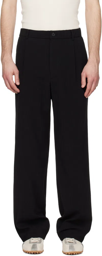 Solid Homme Black Pleated Trousers