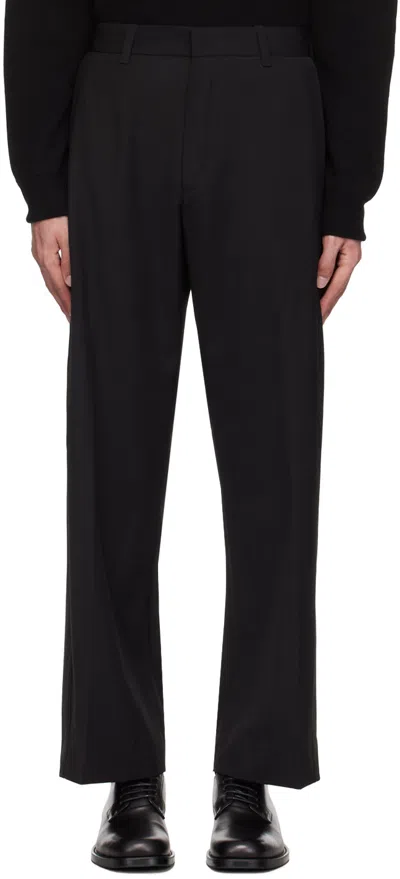 Solid Homme Black Pleated Trousers In 805b Black