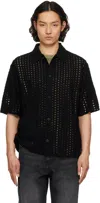 Solid Homme Crochet-knit Short-sleeve Shirt In 518b
