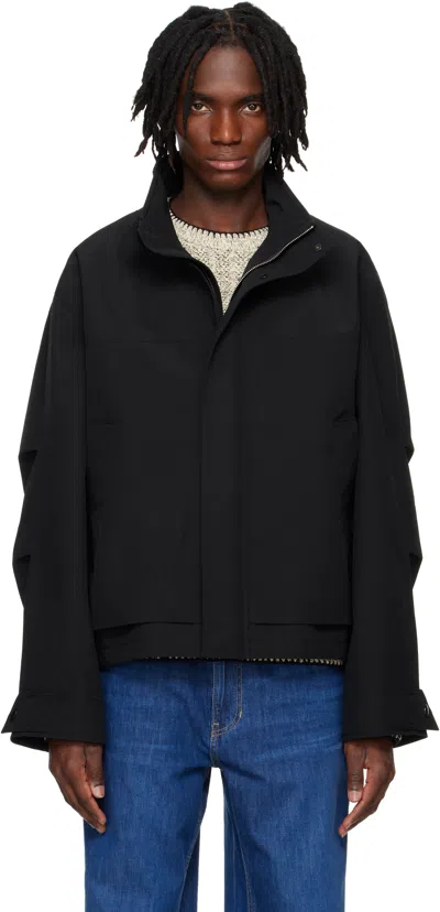 Solid Homme Black Shell Parka Jacket In 309b