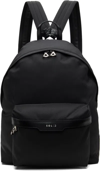 Solid Homme Black Solid Leather Combi Backpack In 851b
