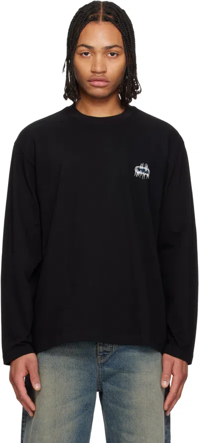 Solid Homme Black Sound Wave Back Logo T-shirt