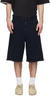 Solid Homme Black Stripe Denim Bermuda Shorts In Black