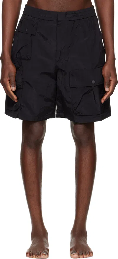 Solid Homme Black Taffeta Shorts In 710b