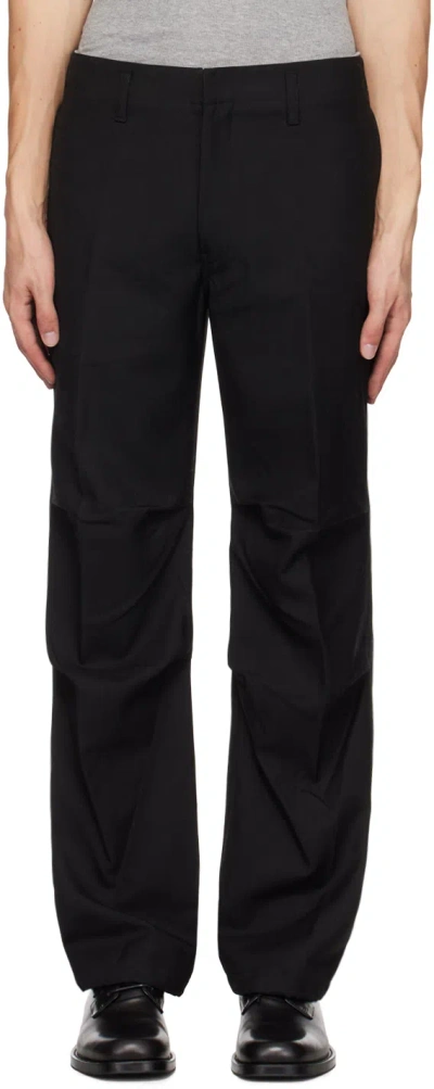 Solid Homme Black Tuck Trousers In 820b Black