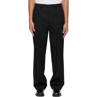 Solid Homme Black Twill Trousers In 811b