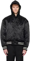 Solid Homme Black Varsity Bomber Jacket In 266b Black