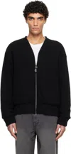 Solid Homme Black Wool Cashmere Knit Zip-up Jacket In Black