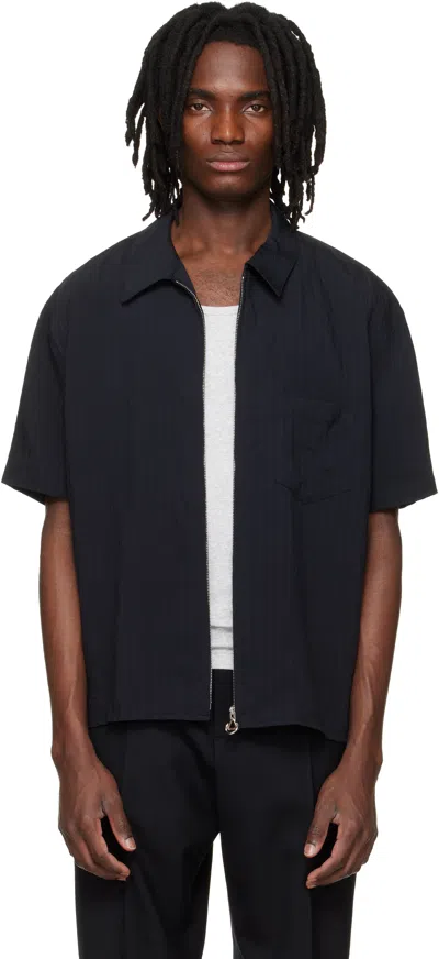 Solid Homme Black Zip Shirt