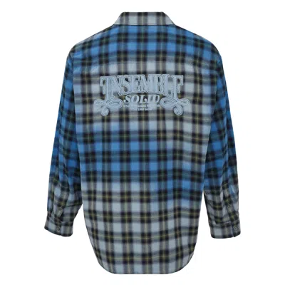 Solid Homme Bleached Check Shirt In Blue