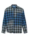 Solid Homme Bleached Checked Shirt In Blue