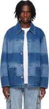 Solid Homme Blue Block Denim Jacket In 327l